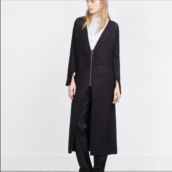 Zara Sweaters - 🏆ZARA Knits Long Zip Split Sleeve Sweater Coat M